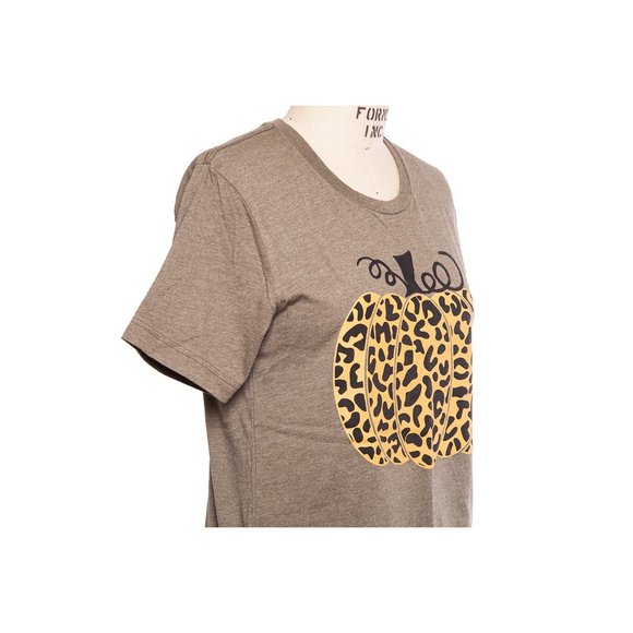 Bella Canvas Black Yellow Leopard Pumpkin Graphic Tee Shirt - Picture 4 of 9
